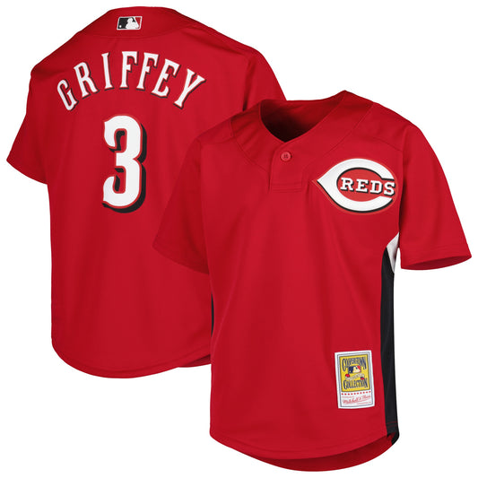 Ken Griffey Jr. Cincinnati Reds Mitchell & Ness Youth Cooperstown Collection Batting Practice Jersey - Red